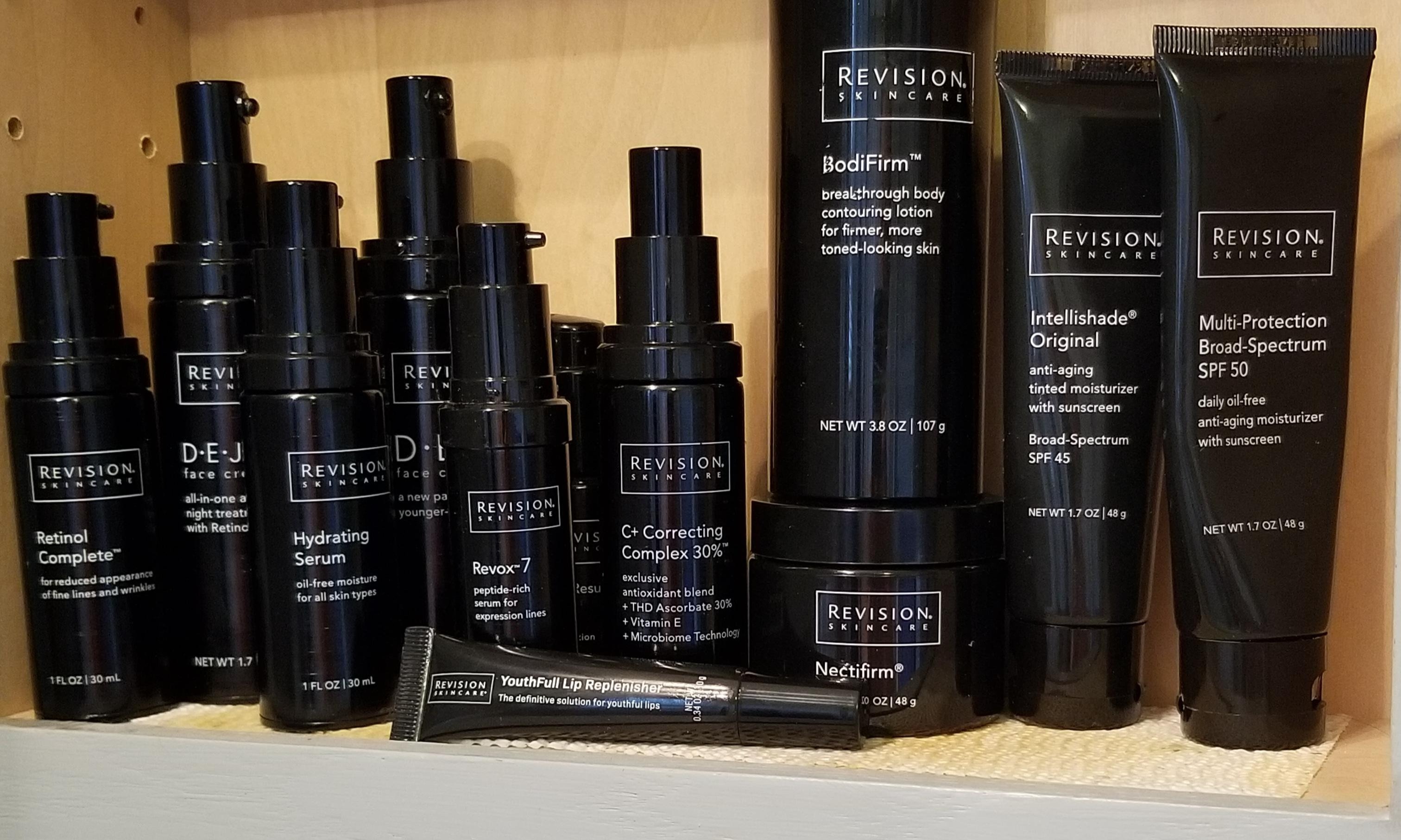 revision products in medicine cabinet